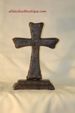 Table Decor | Metal Embellished Cross - All Decd Out