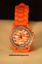 Orange Rhinestones Zebra Print | Silicone Band - All Decd Out