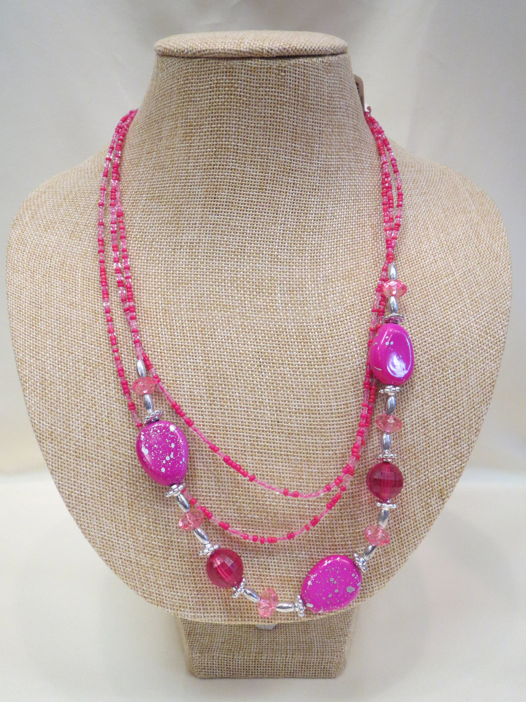 ADO Pink & Silver Layer Fashion Necklace | All Dec'd Out