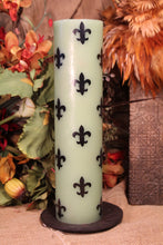 Pillar Candle Fleur De Lis Green Decor Candle