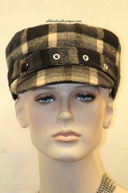Newsboy Hat | Black Ivory Plaid Pattern