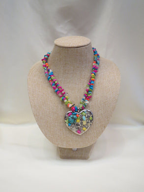 ADO | Multi Color Beaded Necklace with Heart Pendant