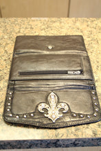 ADO | Embellished Fleur De Lis Trifold Wallet Black - All Decd Out