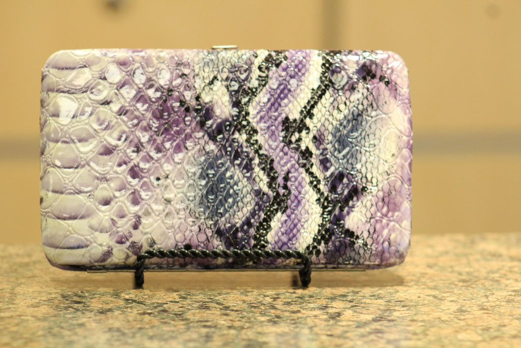 ADO | Snake Print Purple Clutch Wallet