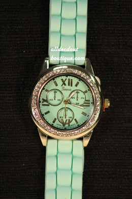 Blue/Blue Clear Rhinestones | Silicone Band - All Decd Out