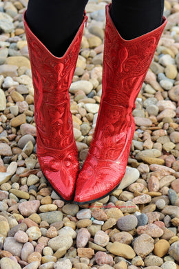 Helen's Heart | Full Embellished Sequin Red Boot