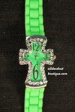 Green/Green Cross Clear Rhinestones | Silicone Band - All Decd Out