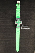 Green/Green Cross Clear Rhinestones | Silicone Band - All Decd Out