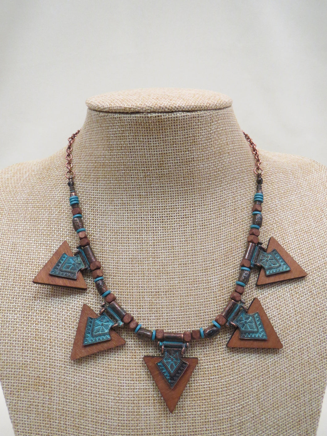ADO Wood Color Necklace Turquoise & Copper | All Dec'd Out