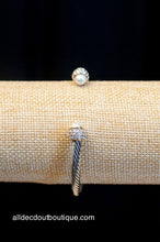 ADO | Silver Cable Wire Cuff Bracelet with Embellished Pearl Knobs