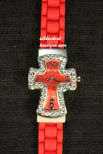 Red/Red Cross Clear Rhinestones | Silicone Band - All Decd Out
