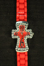 Red/Red Cross Clear Rhinestones | Silicone Band - All Decd Out