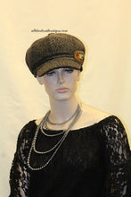 Newsboy Hat | Charcoal with Left Side of Hat Grouping of Stones and Crystals