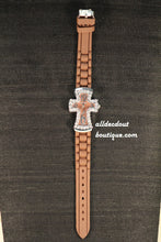 Brown/Brown Cross Clear Rhinestones | Silicone Band - All Decd Out