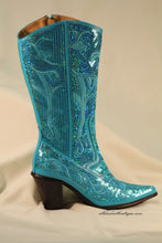 Helen's Heart | Tall Full Embellished Sequin Turquoise Boot