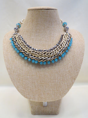 ADO | Blue & Chain Statement Necklace - All Decd Out