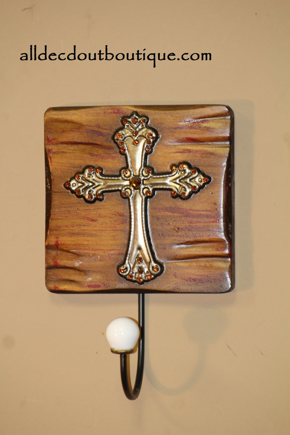 Wall Decor | Coat Hanger Embellished Cross - All Decd Out
