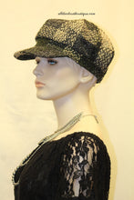 Newsboy Round Top Hat | Knit Green, Cream, and Blue