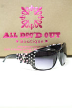 ADO | Customized Sunglasses Black with Pink Beads Silver Fleur De Lis - All Decd Out