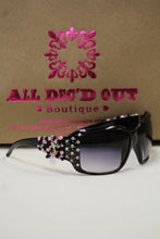 ADO | Customized Sunglasses Black with Pink Beads Silver Fleur De Lis - All Decd Out