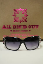 ADO | Customized Sunglasses Black with Pink Beads Silver Fleur De Lis - All Decd Out