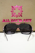 ADO | Customized Sunglasses Black with Pink Beads Silver Fleur De Lis - All Decd Out