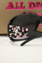 ADO | Customized Sunglasses Black with Pink Beads Silver Fleur De Lis - All Decd Out