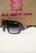 ADO | Customized Sunglasses Black with Pink Beads Silver Fleur De Lis - All Decd Out