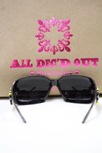 ADO | Customized Sunglasses Black with Yellow Beads & Silver Cross - All Decd Out