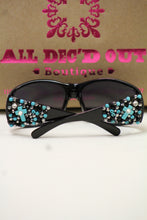 ADO | Customized Sunglasses Black with Turquoise Cross & Bling - All Decd Out