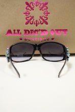 ADO | Customized Sunglasses Black with Turquoise Cross & Bling - All Decd Out