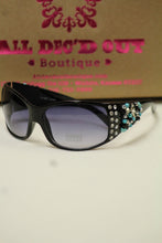 ADO | Customized Sunglasses Black with Turquoise Beads & Silver Cross - All Decd Out