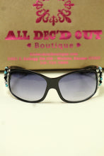 ADO | Customized Sunglasses Black with Turquoise Beads & Silver Cross - All Decd Out