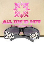 ADO | Customized Sunglasses Black with Silver Cross & Bling - All Decd Out