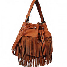 ADO | Drawstring Fringe Hobo Handbag Beige - All Decd Out