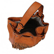 ADO | Drawstring Fringe Hobo Handbag Black - All Decd Out
