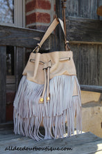 ADO | Drawstring Fringe Hobo Handbag Beige - All Decd Out