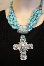 Treska | Cross Pendant on Beaded Necklace Turquoise