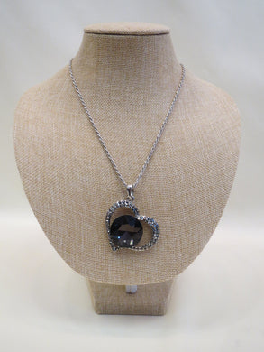 ADO | Heart Necklace with Black/Charcoal Stones - All Decd Out
