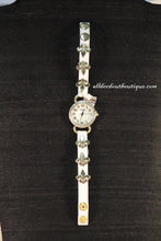 White/White Fleur de Lis | Leather Band w/ Button Clasp