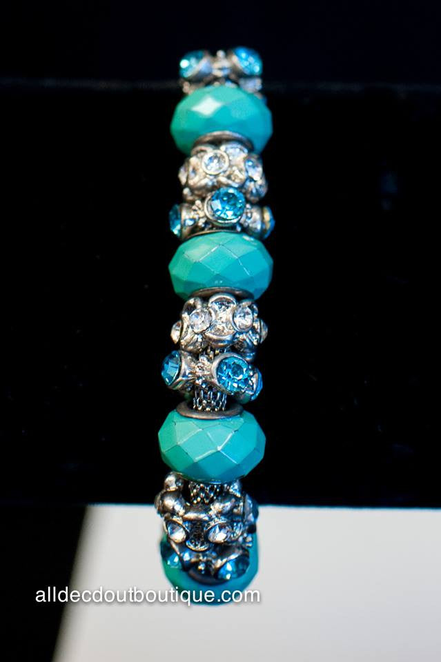 ADO | Turquoise Beaded Mesh Stretch Bracelet