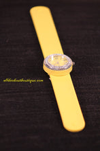 Yellow/Yellow Clear Rhinestone | Silicone Snap Band