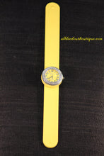 Yellow/Yellow Clear Rhinestone | Silicone Snap Band
