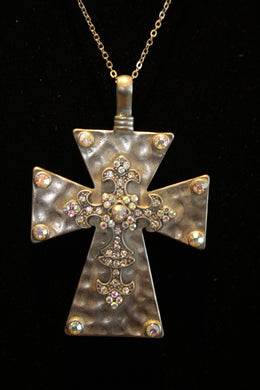 ADO | Embellished Cross Pendant Silver - All Decd Out