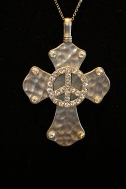 ADO | Embellished Cross with peace sign - All Decd Out