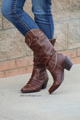 Very Volatile | Rawhide Cowgirl Boots Brown