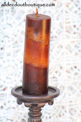 Pillar Candle | Brown Multi Color Candle Scented Candlewood - All Decd Out