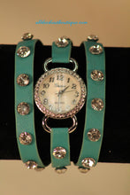 Blue/White Leather Band w/ Button Clasp