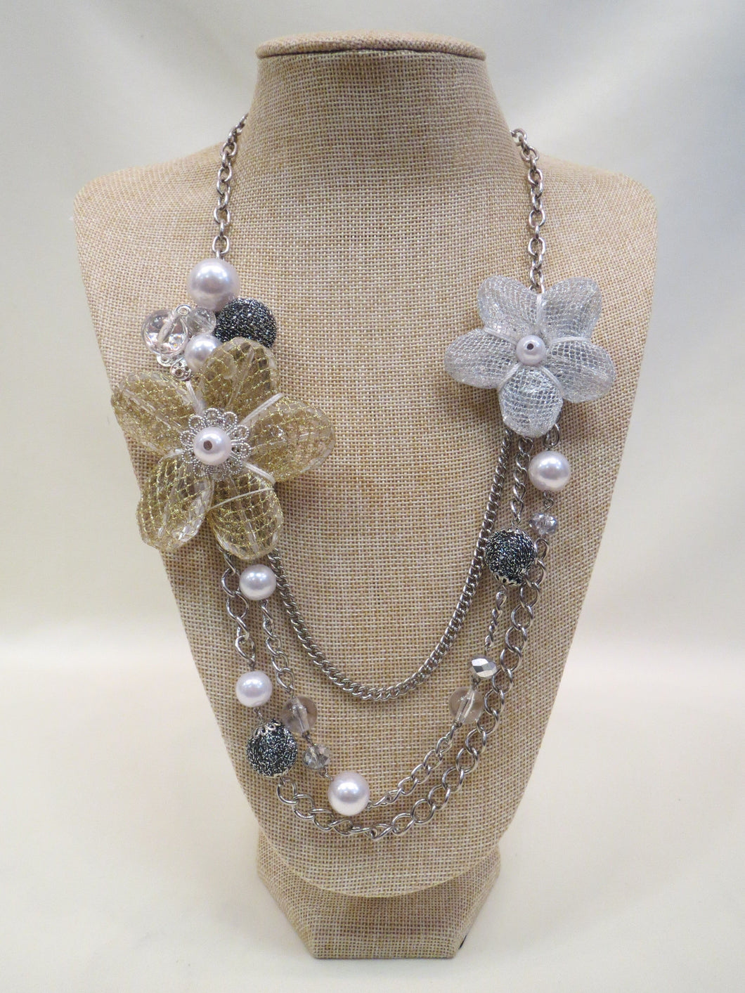 ADO | Flower Charm Layer Necklace Silver - All Decd Out