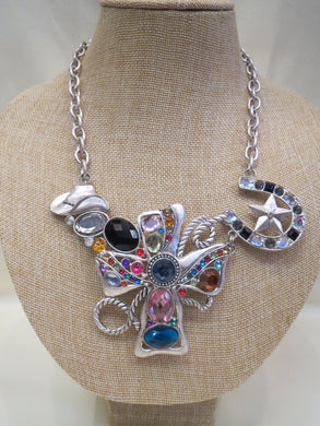 ADO | Western Embellished Cross Bib Necklace